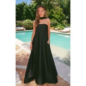 Show Me Your Mumu Tinsley Tube Dress in Black Luxe Satin S